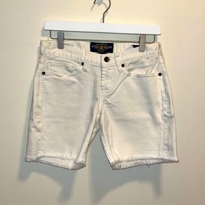 Lucky Brand Jean Shorts ‘Abbey Short’ Fringe Hem White 5” Size 00/24
